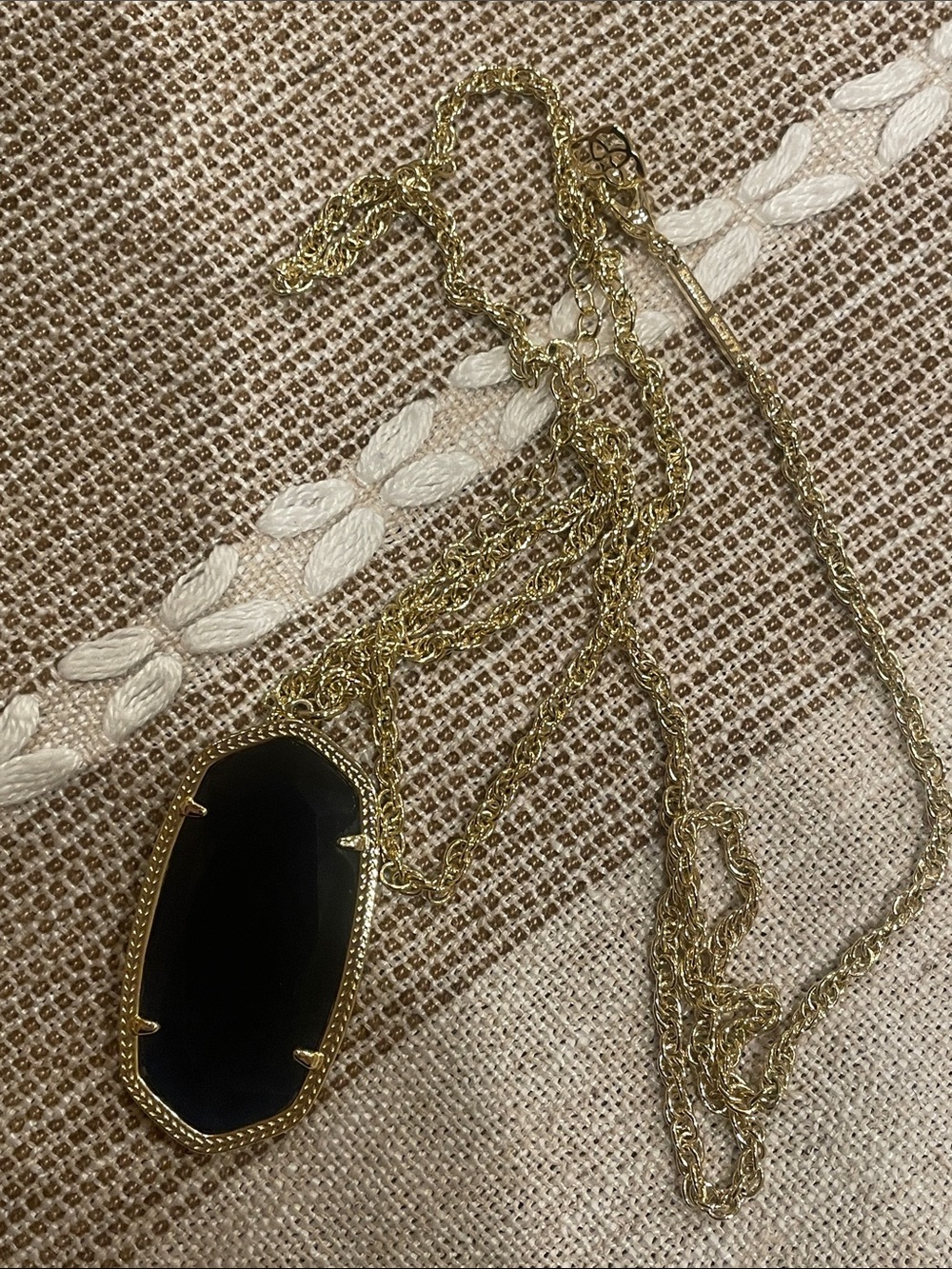 Kendra Scott Gold Tone Necklace with Navy Blue Pendant